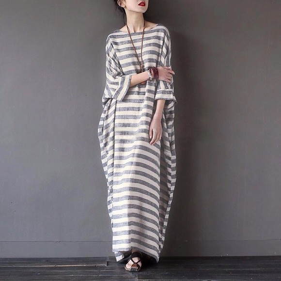 Dresses & Skirts - Last one XL 🔥L Linen dress in Grey and white